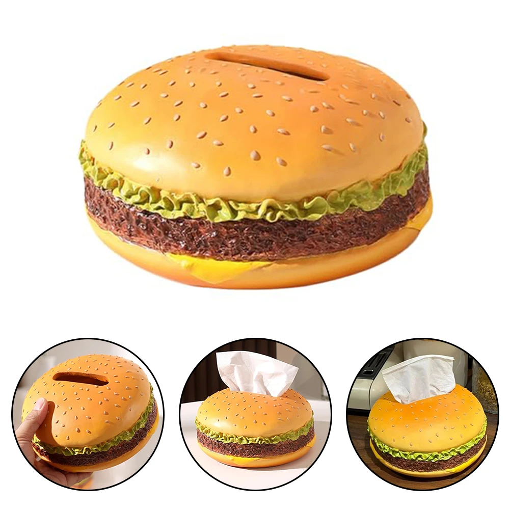 Bread Model Tissue Box Hamburger Tissue Box Decorative Organizer High Durability Realistic Design Versatile Color
