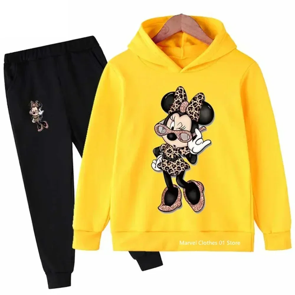 Children Baby Minnie Mouse Hoodies Boys Girls Clothing Sets Autumn Kids Long Sleeve Sweatshirt+Pants Casual Outfit