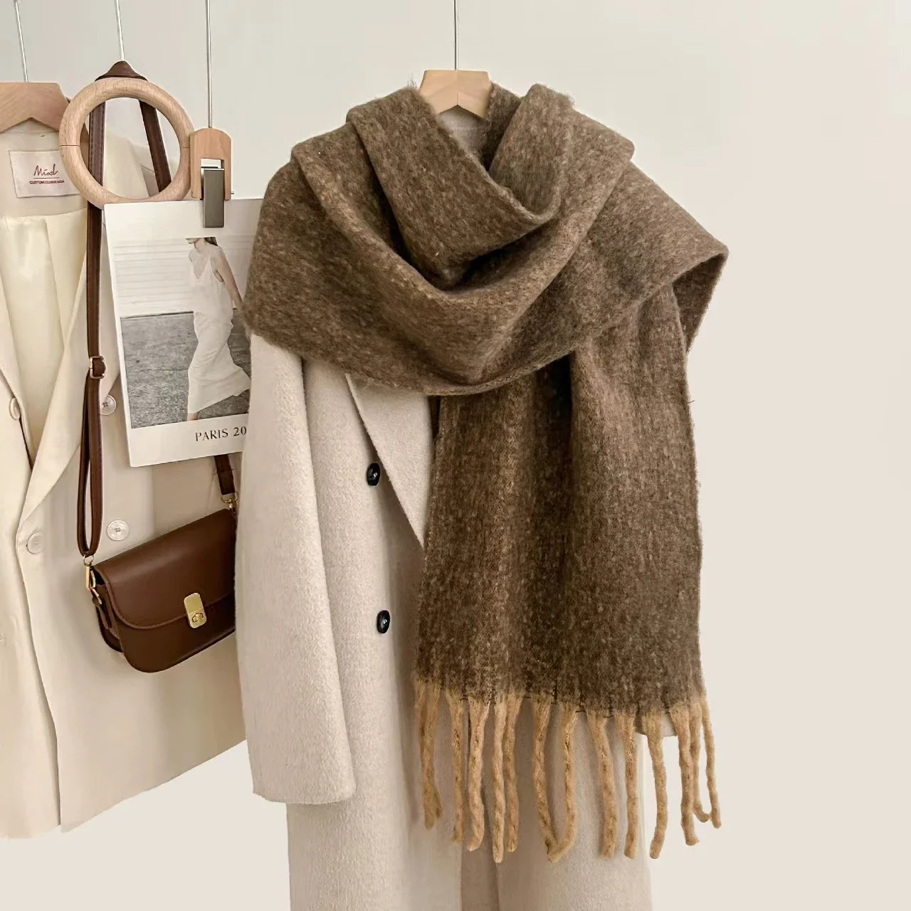 Autumn and Winter Women's NEW Soft  Pashmine Wool Long Scarf Macaron Solid Fashion Warm Outdoor Large Muffler Shawl