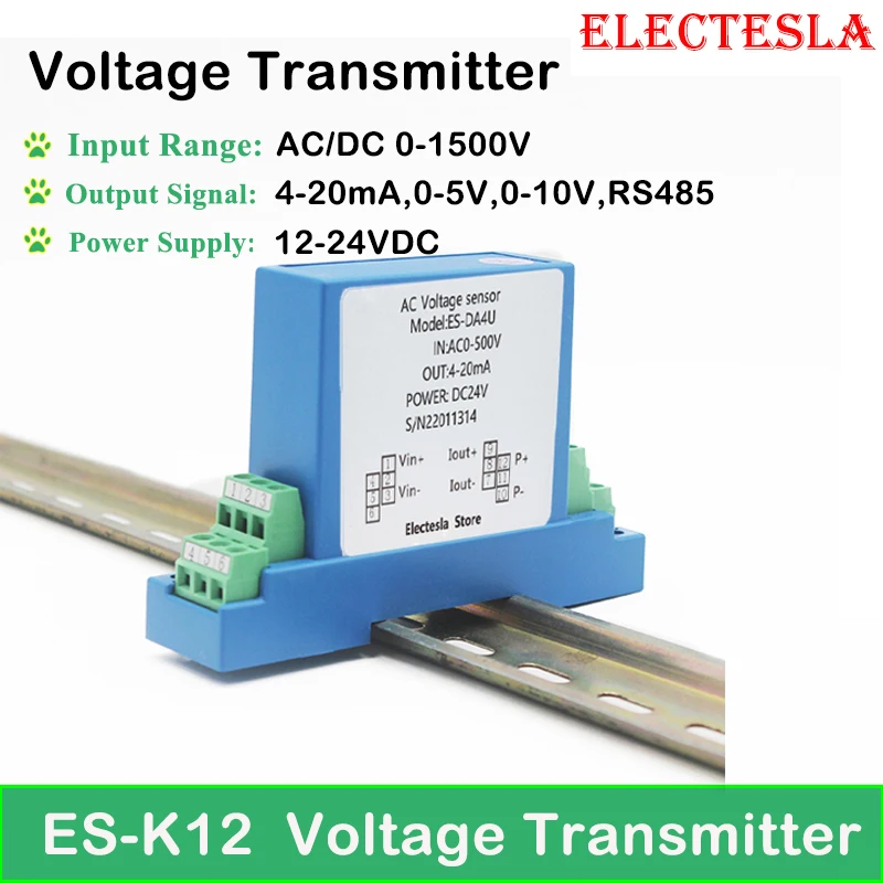 

AC Voltage Transmitter AC 220V 240V 380V 465V High Voltage Transformer Relay Voltage Transducer Sensor 24VDC