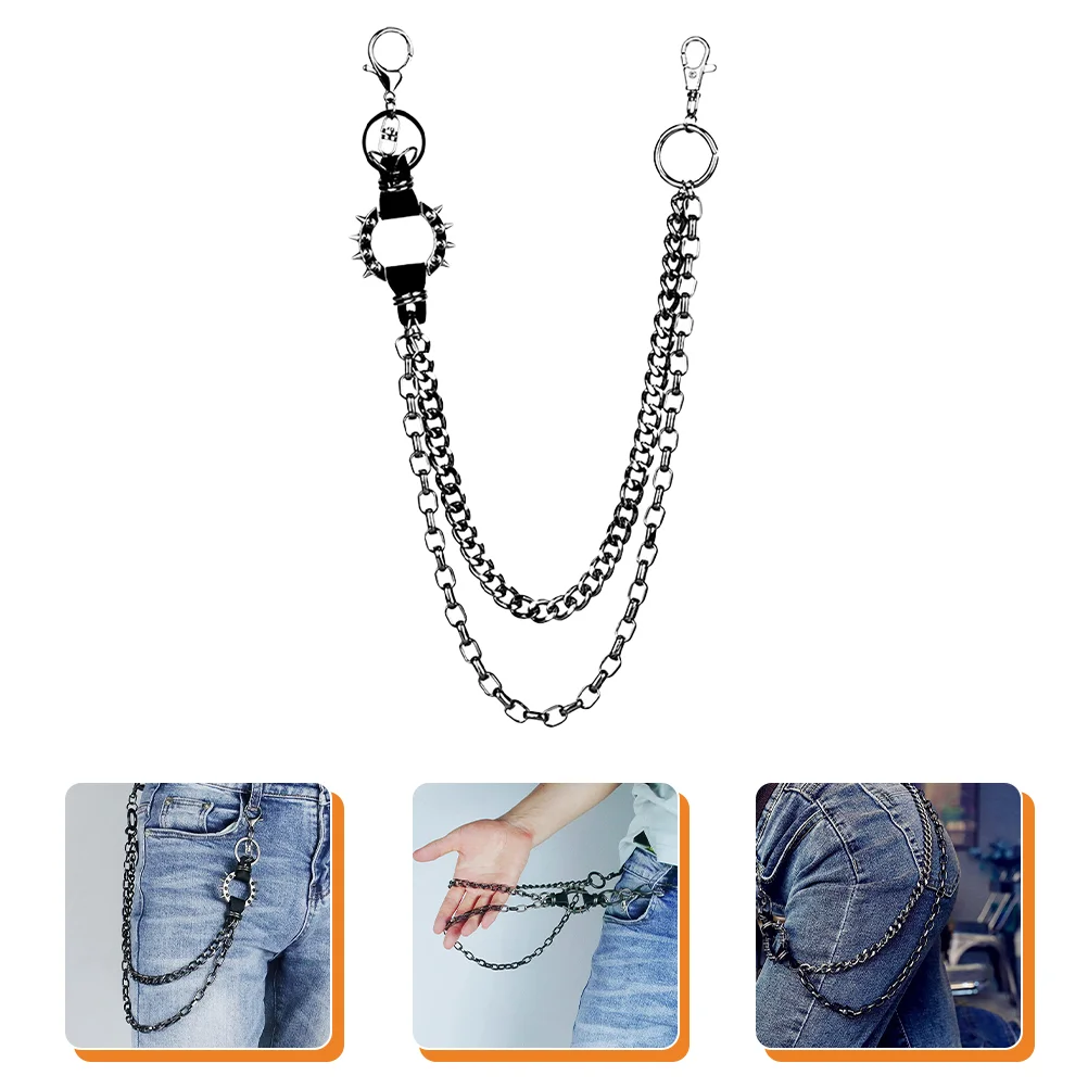 

Unisex Heavy Duty Belt Waist Pants for Wallet Keys Men Women Street Dance Accessories Cool Punk Pocket for Wallet