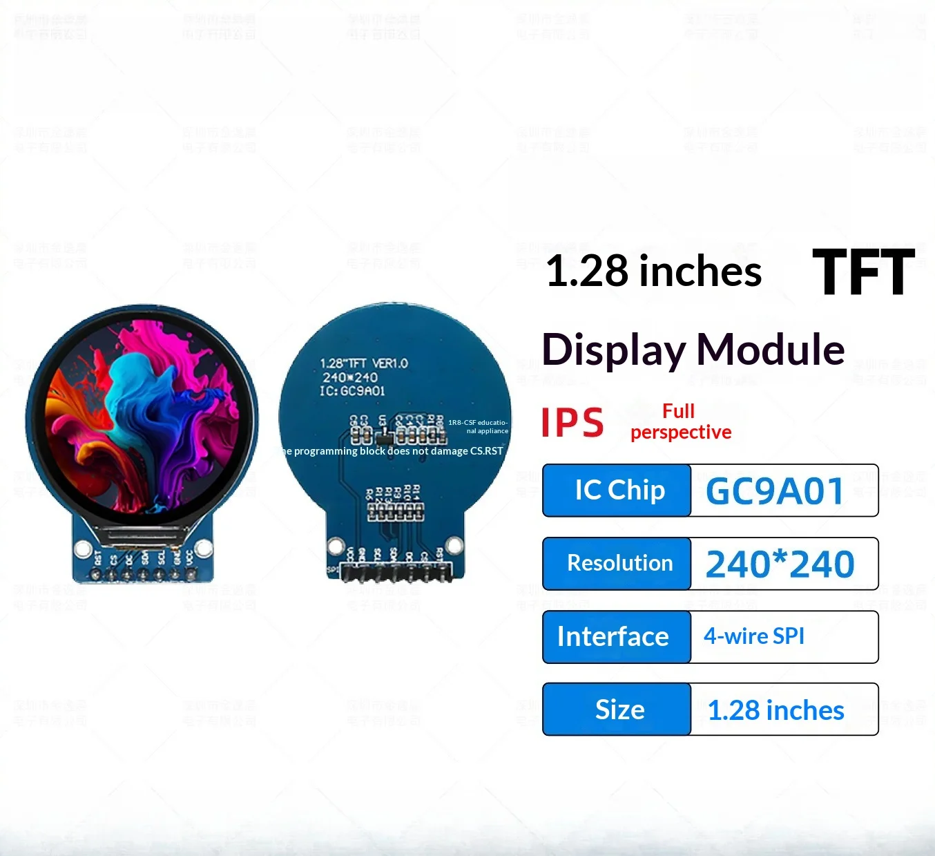 1.28inch Round TFT LCD Display Module GC9A01 240x240 IPS SPI 7Pin Color Screen for Arduino ESP32 STM32 RPi DIY Electronics