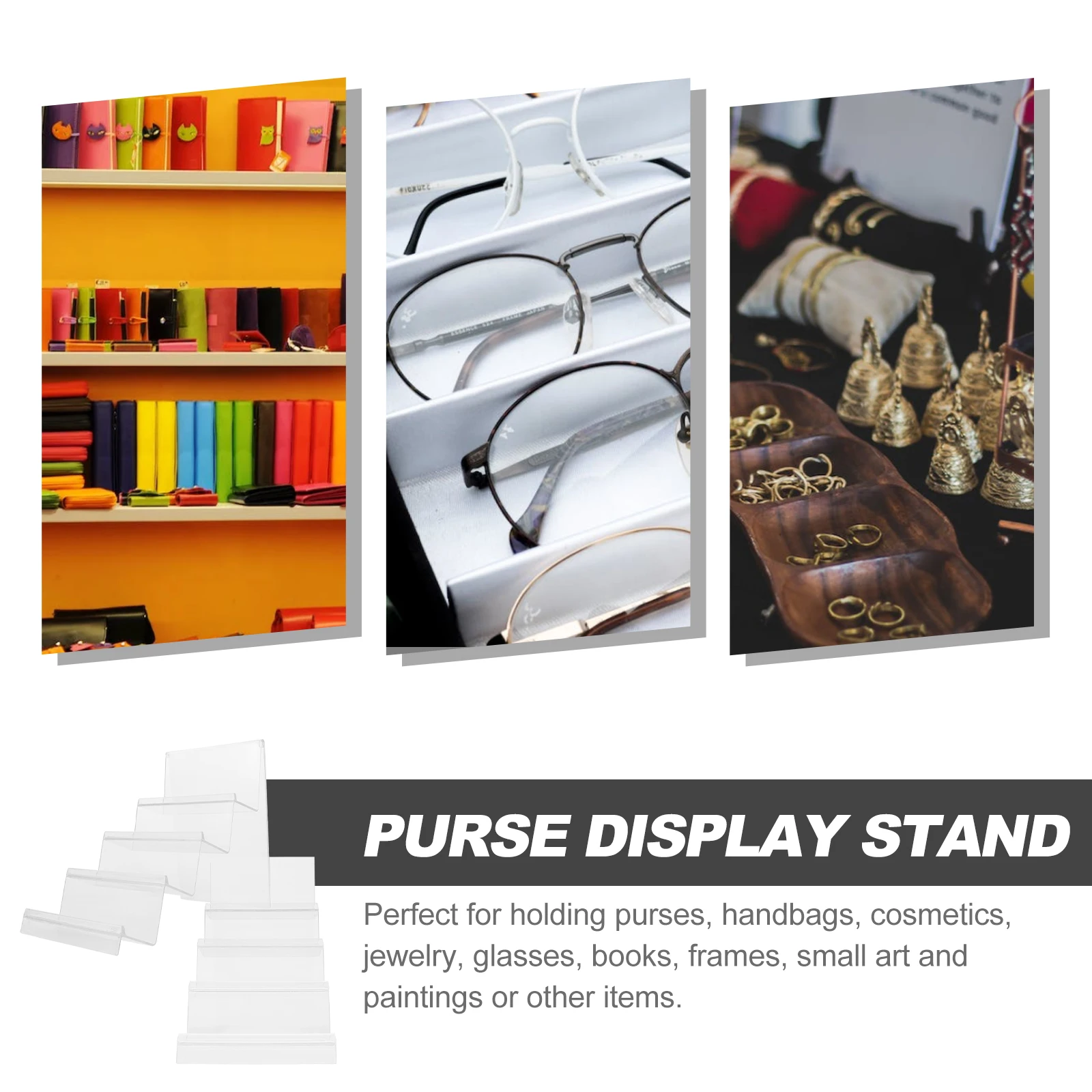 

2Pcs Purse Display Rack Acrylic Wallet St 14cm Wide 4 Layers Jewelry Holder Countertop ganizing Storage