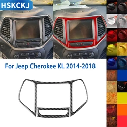 For Jeep Cherokee KL 2014-2018 Accessories Real Soft Carbon Fiber Car Central Control Navigation Screen Panel Cover Trim Sticker