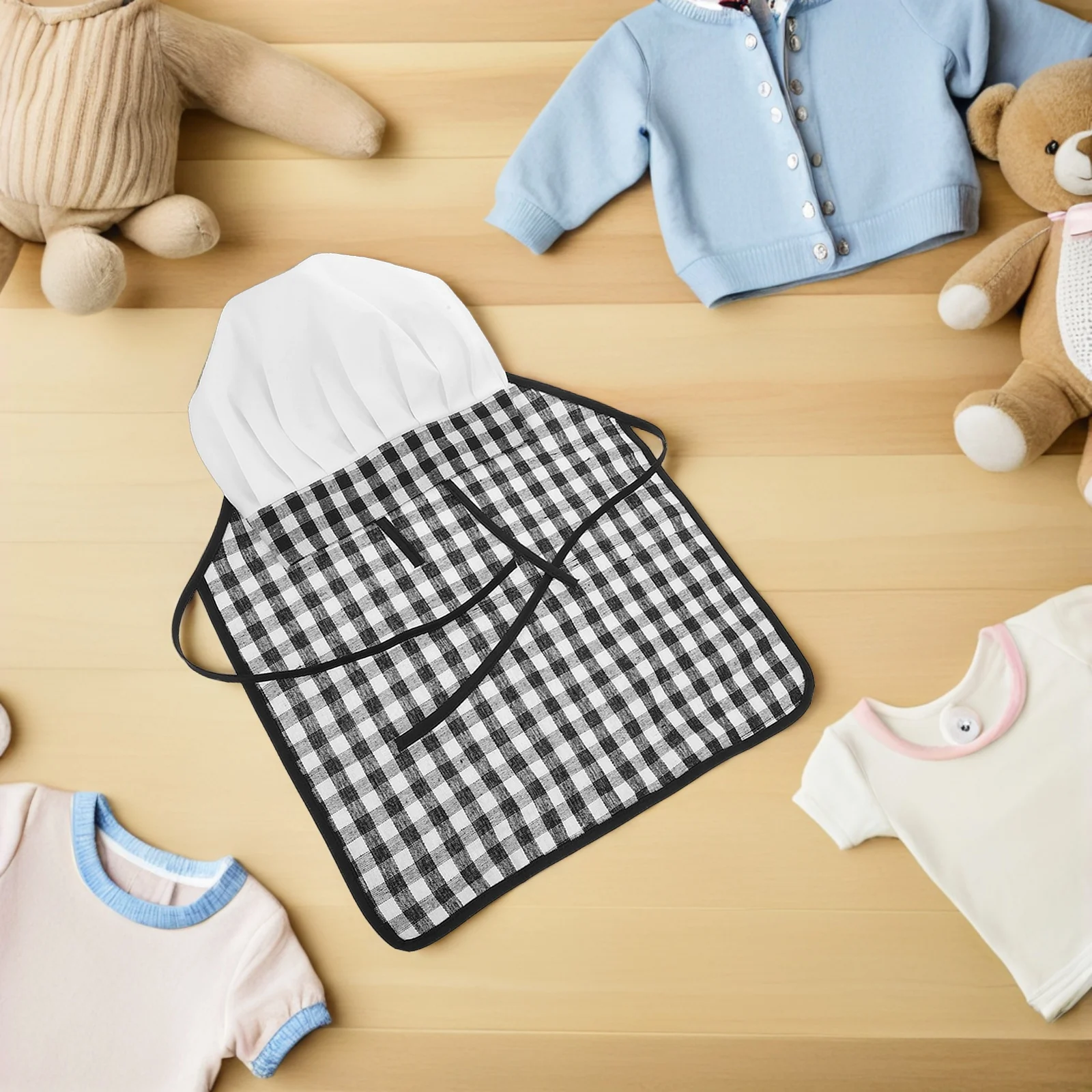 

1Set Outfit Toddler Apron Hat Soft Material 3-12 Months Newborn Boys Girls Photoshoot Costume Chef Outfit for Baby