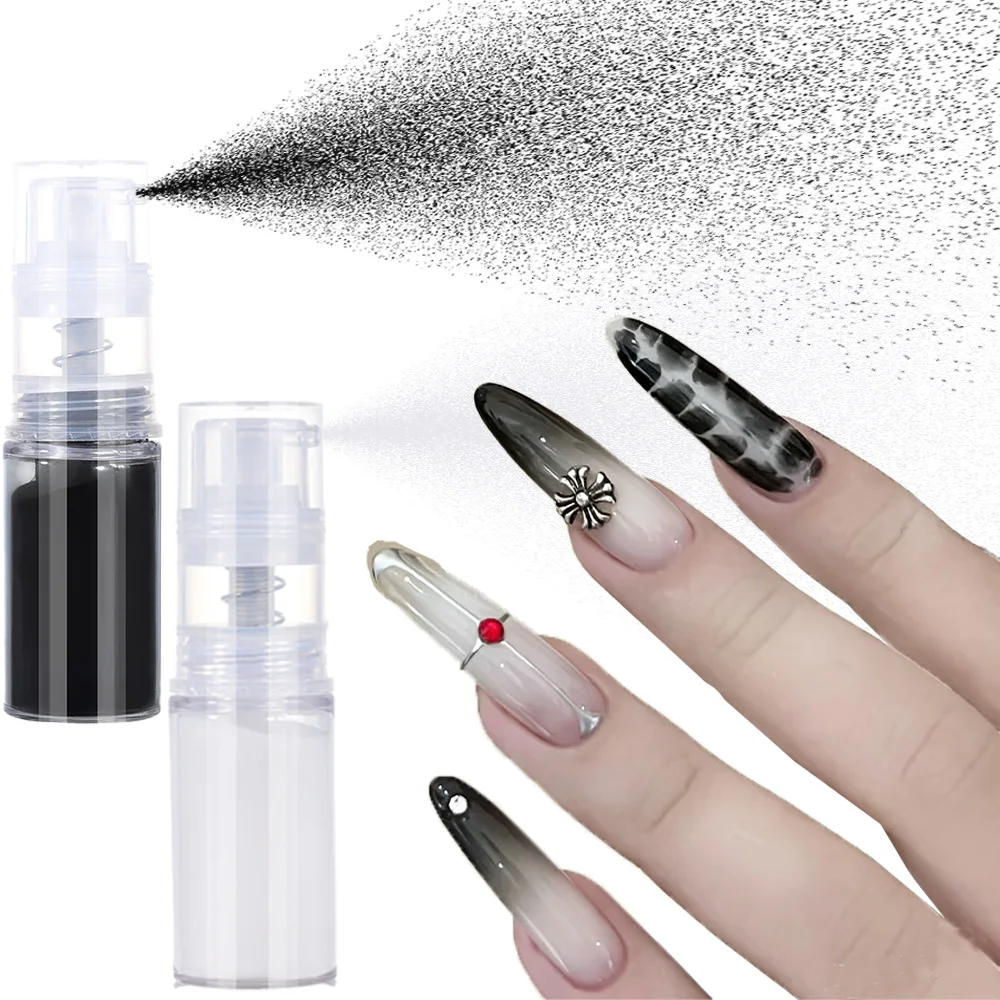 

2pc Classic black&white Ombre Spray Nail Powder 10g*2 Neon Gradient Spray Nail Dipping Pigment 12Style Modeling Nail Art Pastel