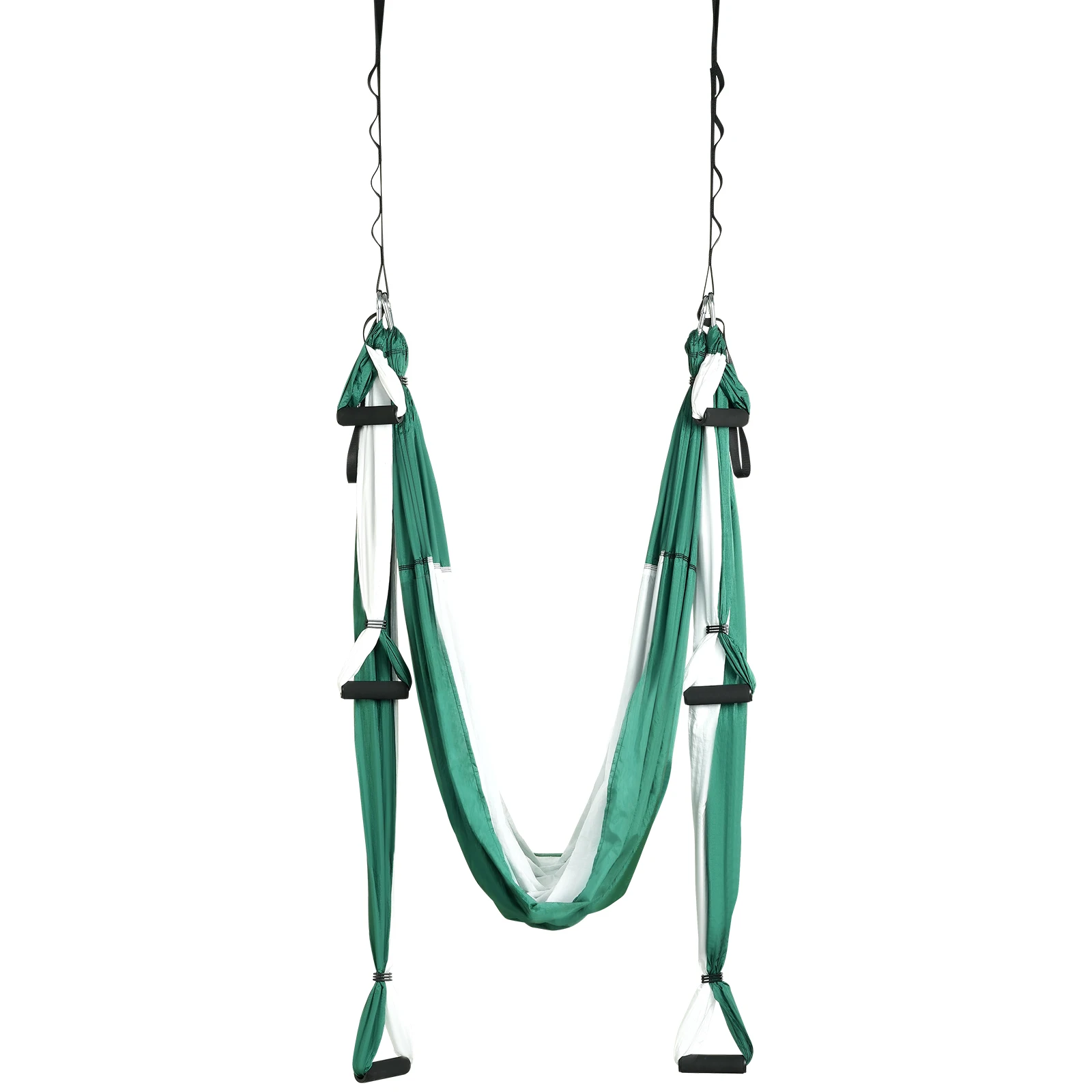 

VEVOR 2.7 Yards Aerial Yoga Swing Set Yoga Hammock Hanging Swing Aerial Sling Inversion Fly Kit Trapeze Equipment Green/White