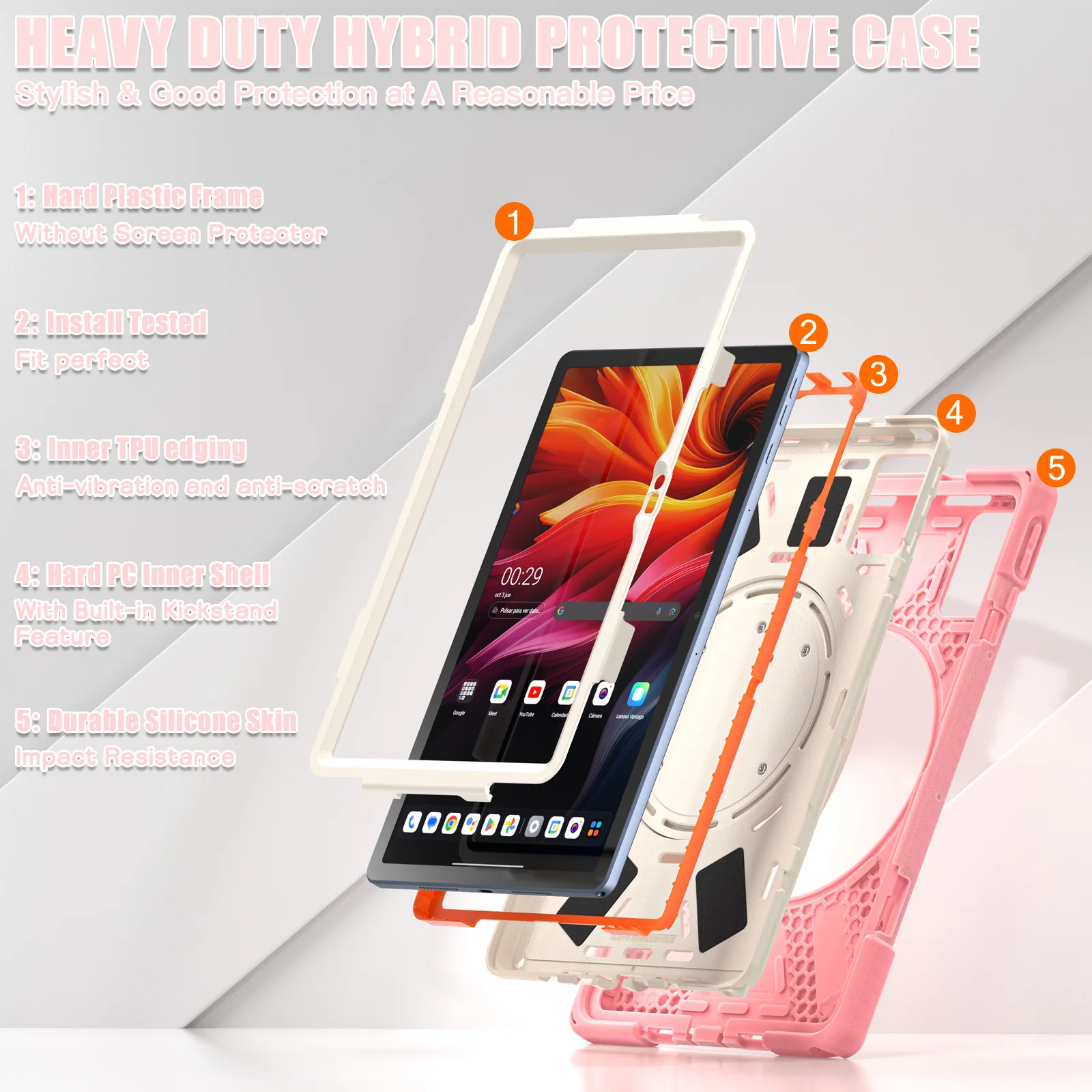 360 Rotating Kids Case For Lenovo Tab K11 Plus 2024 11.5 Inch TB352FU TB352XU Tablet Heavy Duty Stand Cover With Shoulder Strap