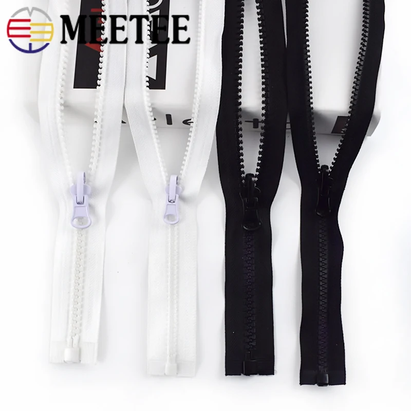 Meetee 5# 8# Resin Open-end Zipper Teeth Rotating Double Side Slider for Coat Down Jacket Outdoor Tent Crafts Sewing Accessory