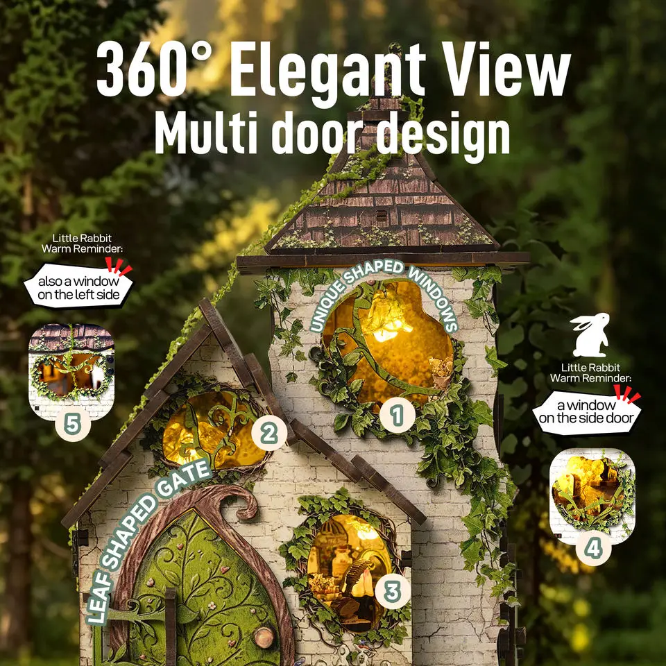DIY Wooden Woodland Haven Cottage Figurines Miniatures Kits Mini Casa for Friends Birthday Gifts Home Decor Crafts