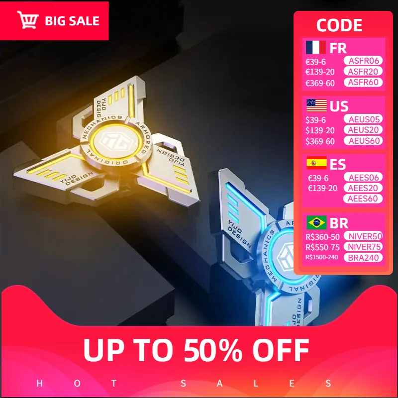 Antystresowy EDC Luminous Fidget Spinners Alloy Metal Hand Spinner Noctilucent Gyro Stress Relief Toys Dla Dorosłych Dzieci DARK KNIGHT