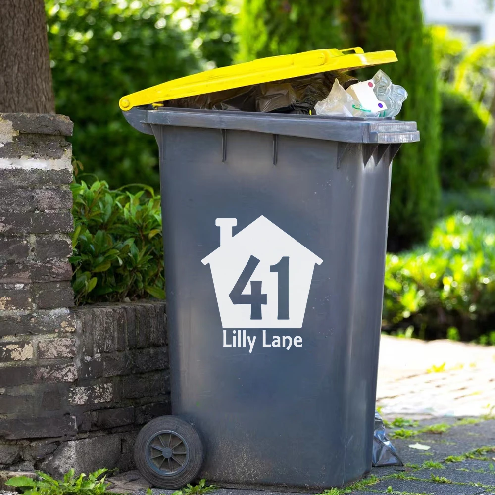 

3Pcs Custom House Name Vinyl Stickers DIY Street Name Address Wheelie Bin Number Stickers Wall Sticker Rubbish Trash Bin Decal