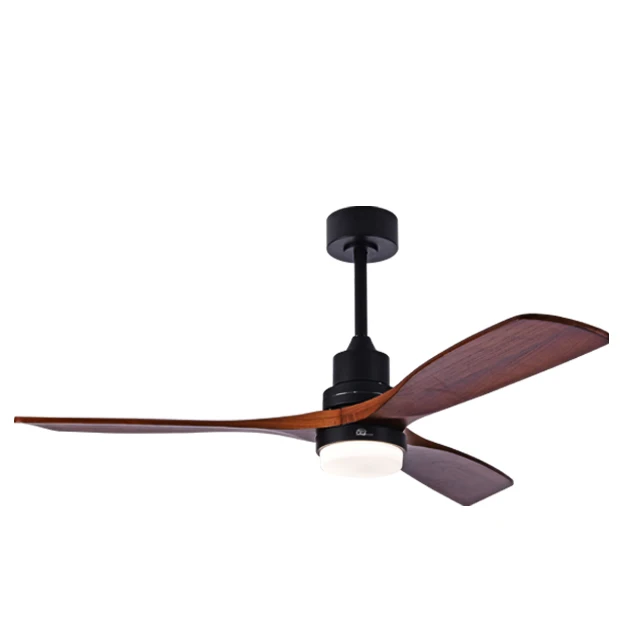 52 Inch Nordic living room bedroom solid wood led remote control variable frequency fan lamp