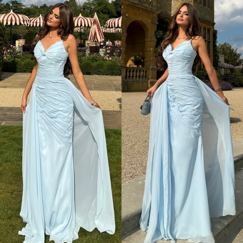 Элегантное вечернее платье на тонких бретельках по индивидуальному заказу, простые шифоновые платья для особых случаев и модные платья для выпускного вечера без рукавов