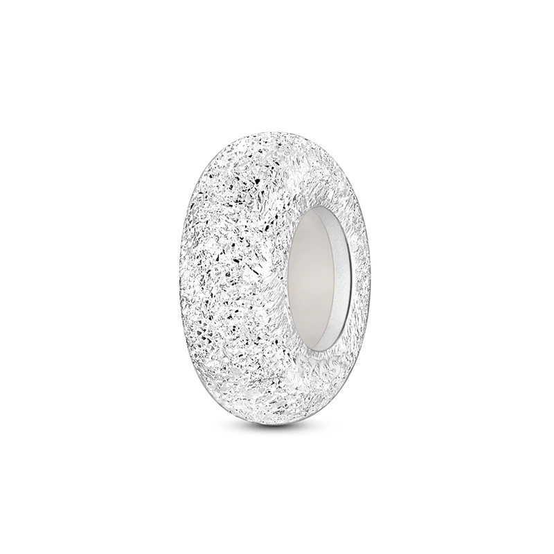 Original 925 Sterling Silver Charms Bead CZ Zircon Sand Textured Rubber Stopper Clips Dangle Women Lover DIY Jewelry Gifts