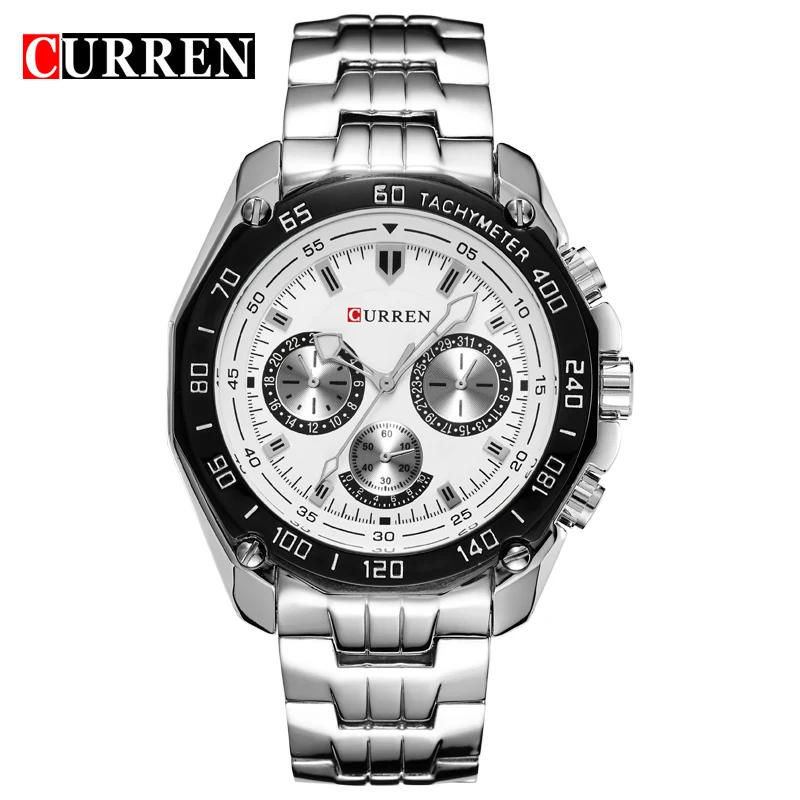 

Fashion Curren 8077 Top Brand Men Full Staineless Steel Business Casual Quartz Waterproof Wrist Watch Relogio Masculino