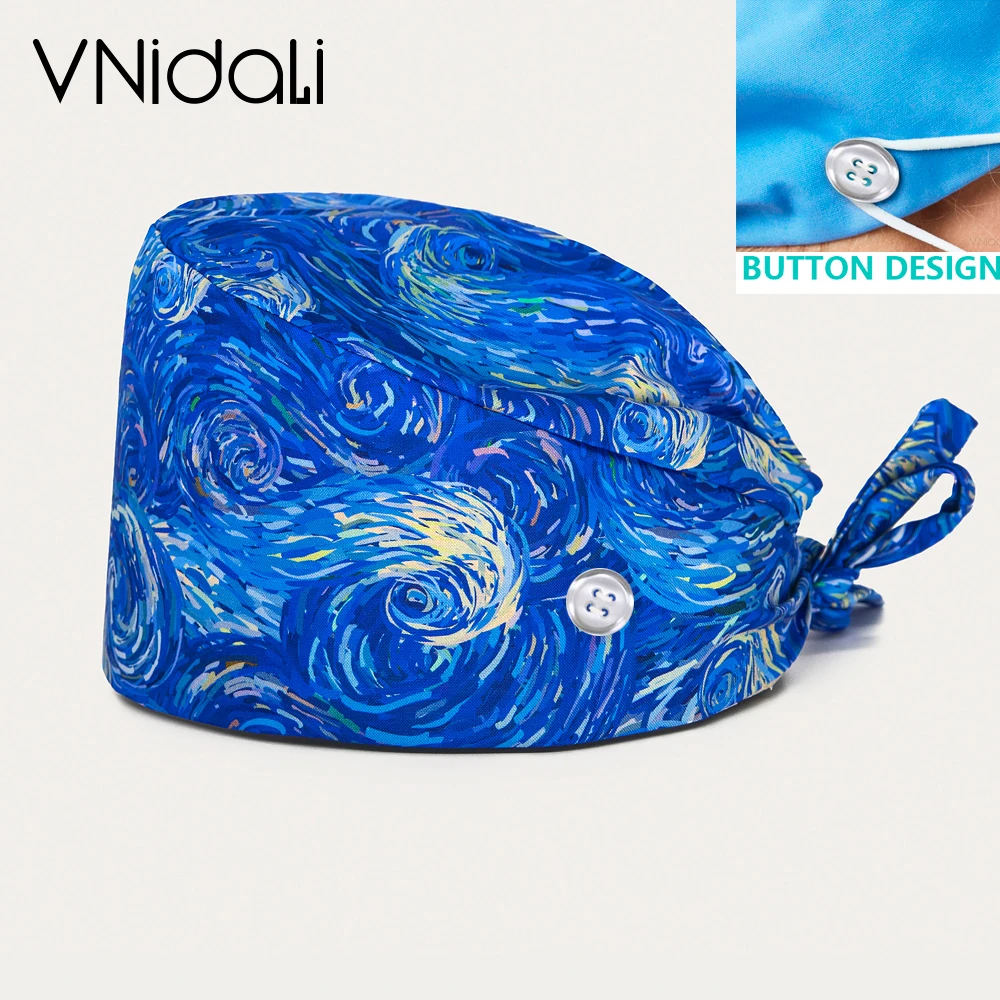 Baotou Nurse Printing Nursing Caps, Scrub Cap, Doutor Fivela Toalha Absorvente de Suor, Alta Qualidade