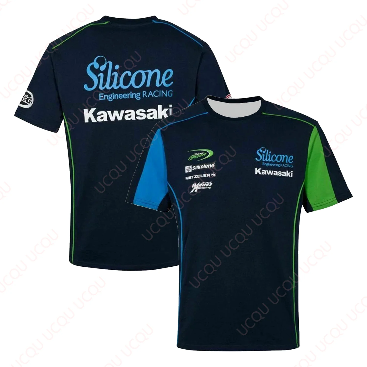 

Silicone Racing Kawasaki Team T-Shirt Newest Outdoor Jersey Summer Classic Tee Adults Loose Exercise Motorcycle Jersey