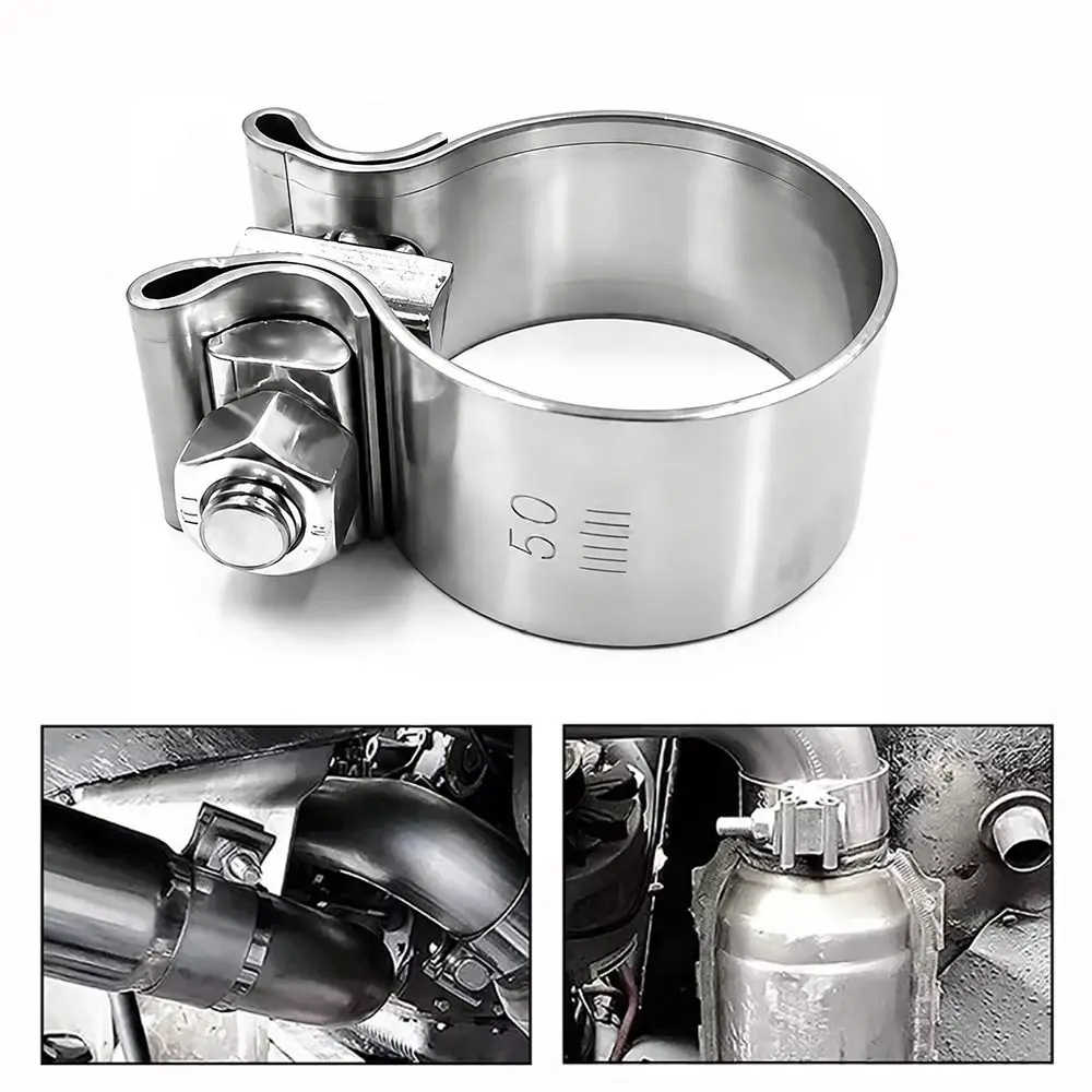 Strong Stainless Steel Exhaust Pipe Clamp 40-76mm Universal Pipe Connection Hoop Tube Ferrule