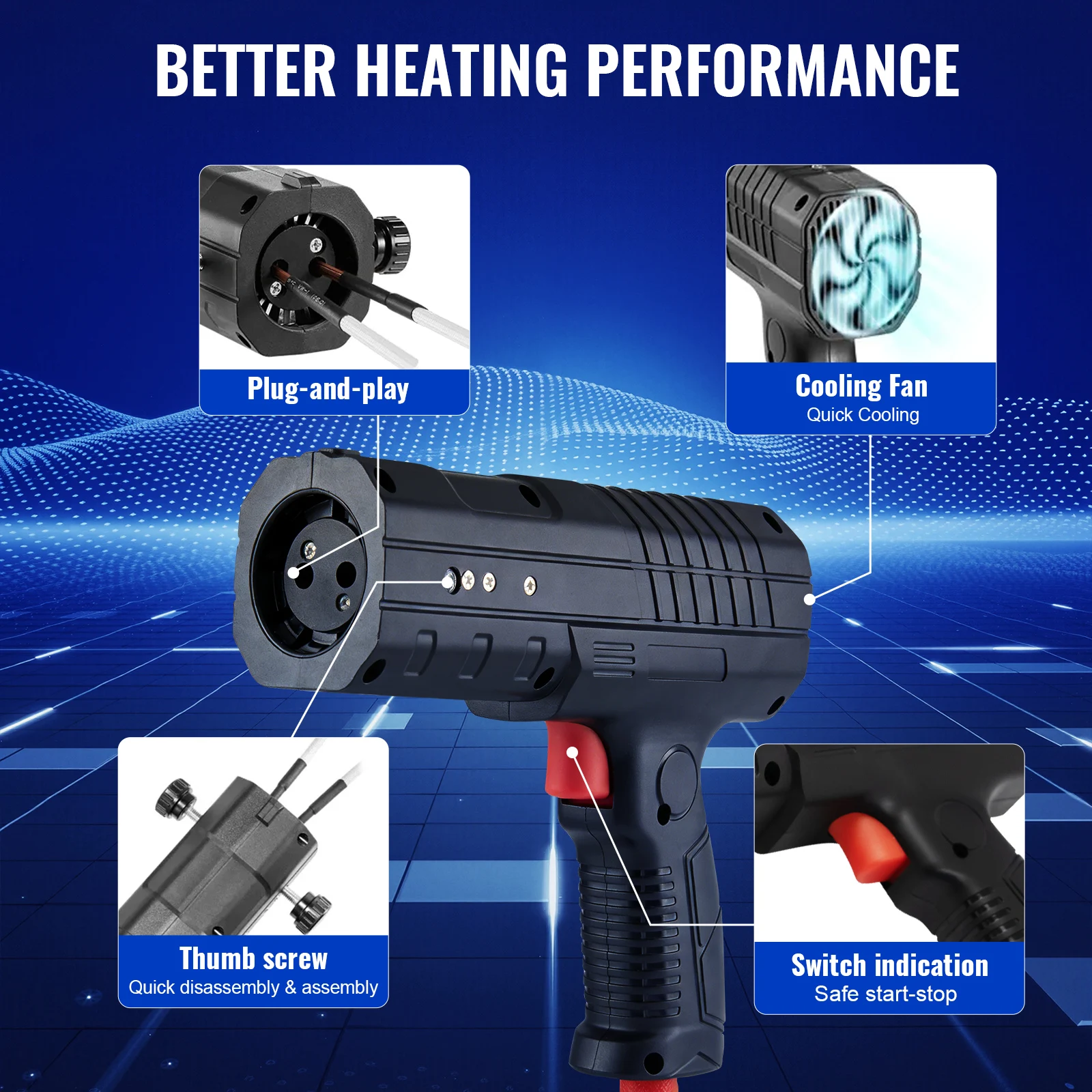 1800W Handheld Magnetic Induction Heater Nut Buster Automotive Bolt Remover Tool Kit for Car Repair