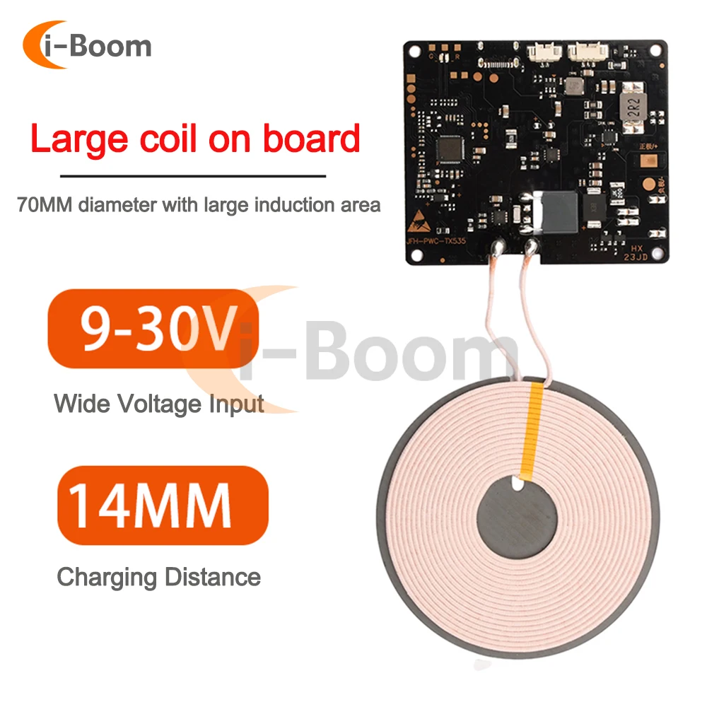 TX535 DC 9V-30V 15W bezprzewodowa szybka ładowarka moduł ładowania o dużej mocy 14mm daleki zasięg ładowarka indukcyjna DIY bezprzewodowa ładowarka