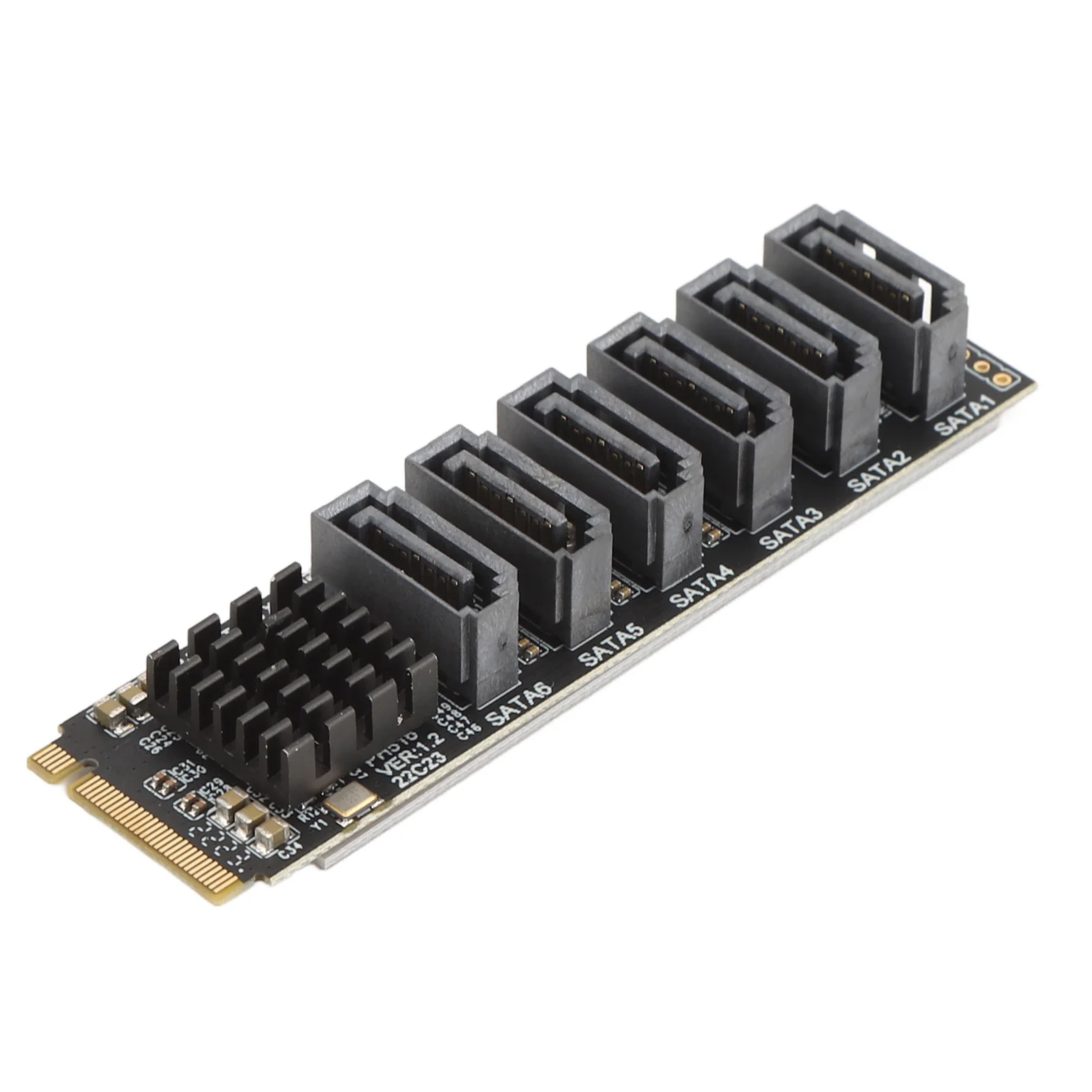 Scheda adattatore da M.2 a SATA3.0 Scheda di espansione da 6 Gbps ASM1166 M.2 PCIE a SATA ad alta velocità con indicatore intelligente