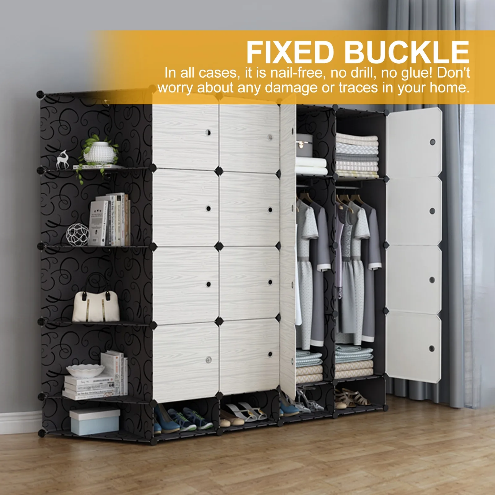 40Pcs Plastic Cabinet Buckles Heavy Duty Snap Lock Connectors for Wardrobe Shoe Cabinet Bookshelf Kitchen Storage No Drill No