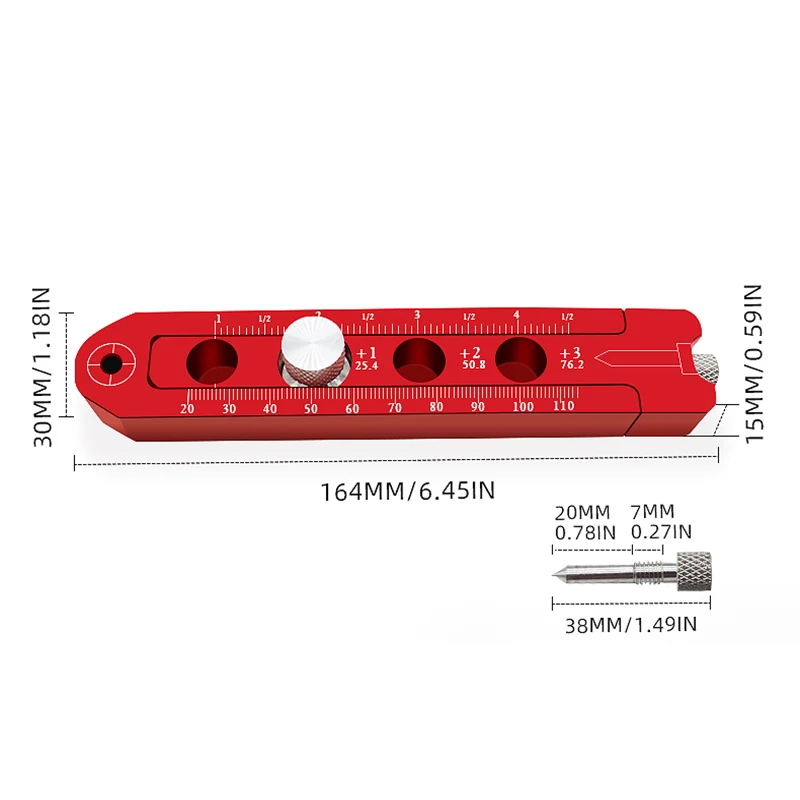 1pc Metric/inch Woodworking scribing Center Finder ruler scribing Circle ruler Woodworking Gauge Compass Measuring Tools