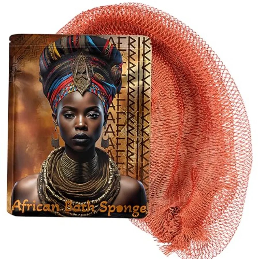 

African Net Sponge, Premium Authentic Exfoliating Body Scrubber, Extra Long Stretch Bath Sponge for Shower, Deep Exfoliating Wa