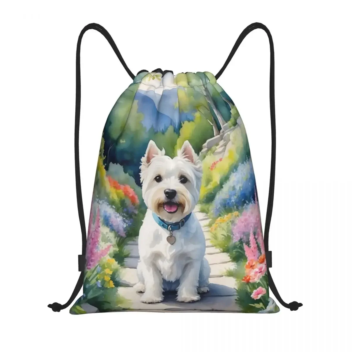 Custom West Highland White Terrier Drawstring Bag for Training Yoga Backpacks Men Women Westie Dog Sports Gym Sackpack