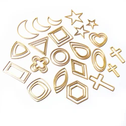 20pcs Moon Star Heart Small Charms Gold Stainless Steel Pendant Open Bezels Hollow Frame Mold Bezel DIY Jewelry Making