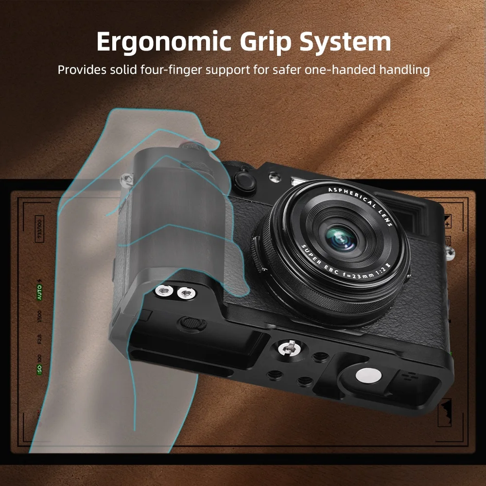 حامل دعامة على شكل حرف L لكاميرا X100VI كاميرا دعم التصوير بيد واحدة مقبض على شكل حرف L ملحقات قبضة إصبع الحذاء البارد