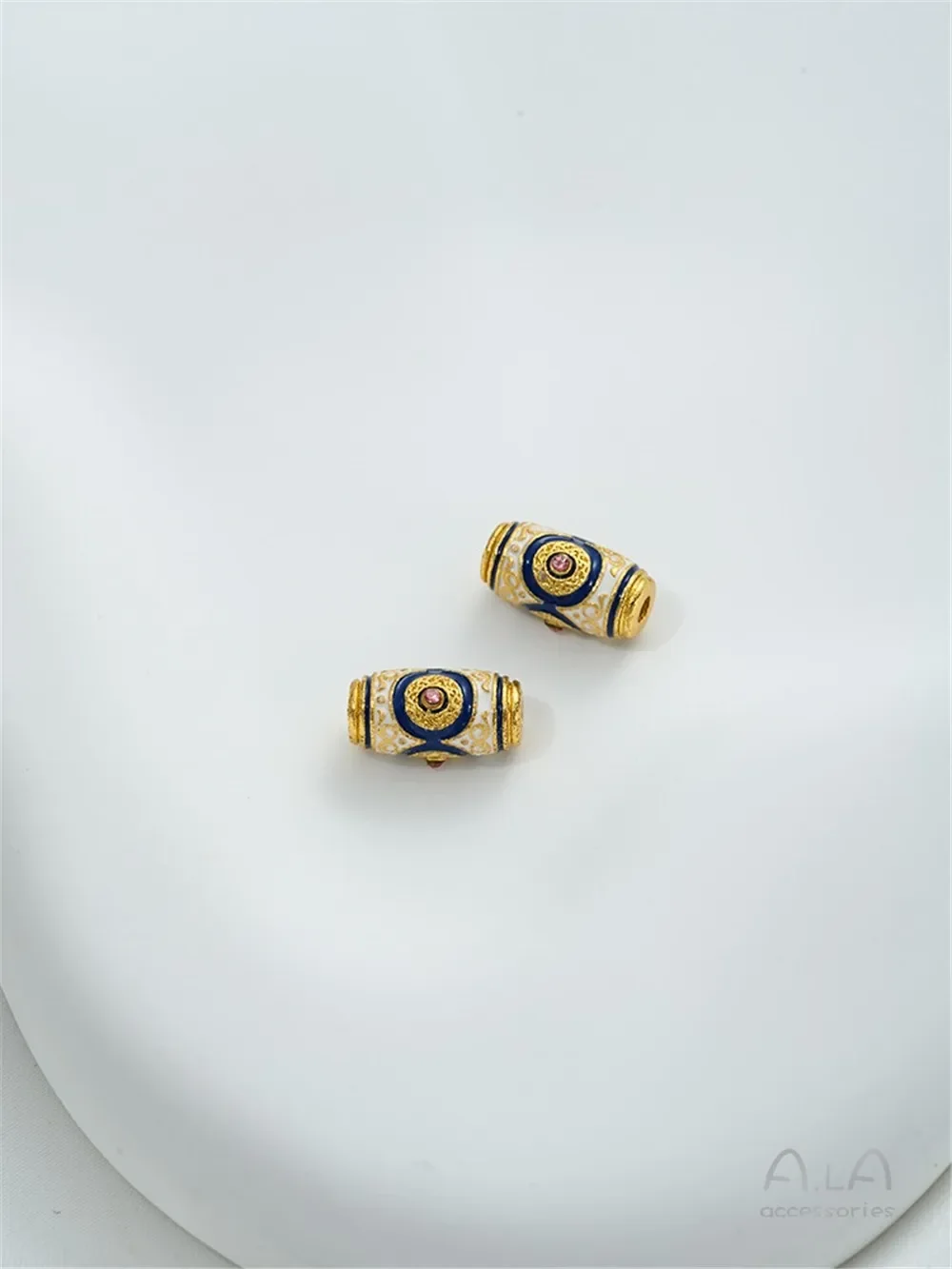 Enamel Colored Copper Gold-plated Cloisonn Square Round Sky Bead Bucket Beads Bracelet Jewelry Separated Bead Accessories