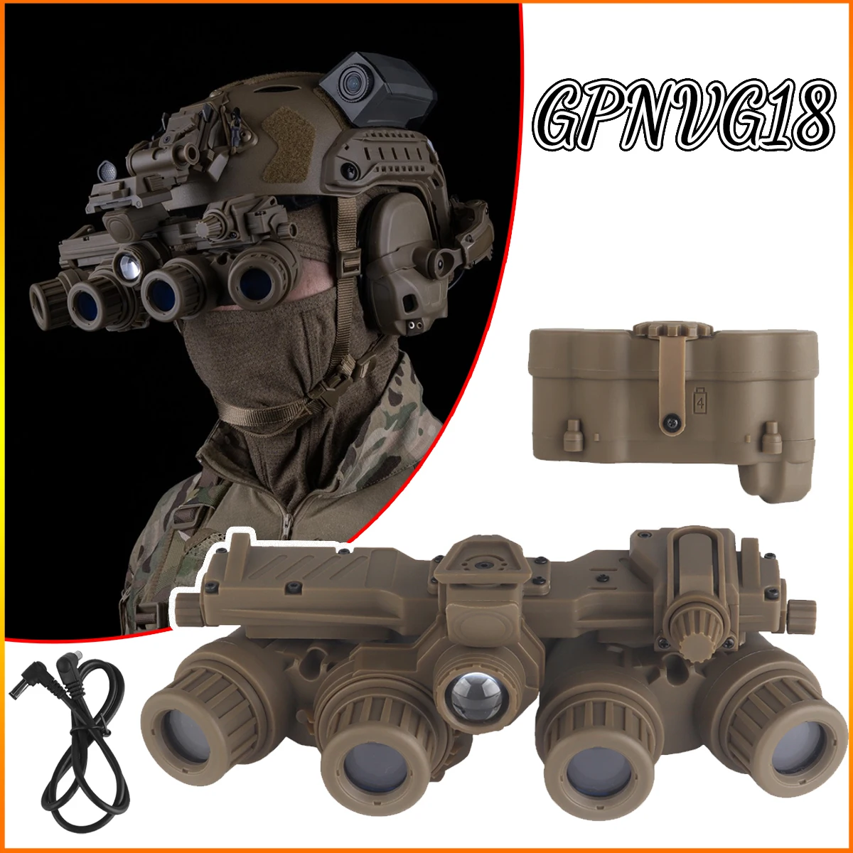 

Airsoft Hunting Tactical GPNVG 18 Night No Function NVG Model tetraocular night Goggles vision device Model cosplay Paintball