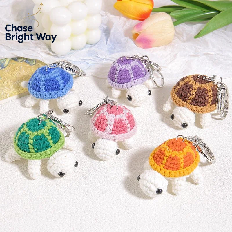 Cute Knitted Turtle Pendant Hand Crocheted Mini Turtle Keychain Backpack Key Car Key Home Desktop Decoration