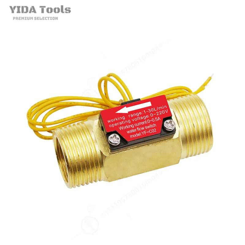 YIDA G3/4 External Thread Reed Water Flow Switch, Pipe Flow Monitoring Sensor for Liquid Flow Detection