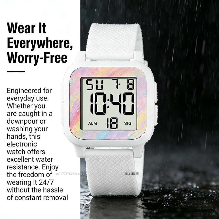 MAYZHISU Sports Women Watches Alarm Clock Waterproof Luminous Digital Military Electronic Wristwatch for Men Boys Girls Student image 6