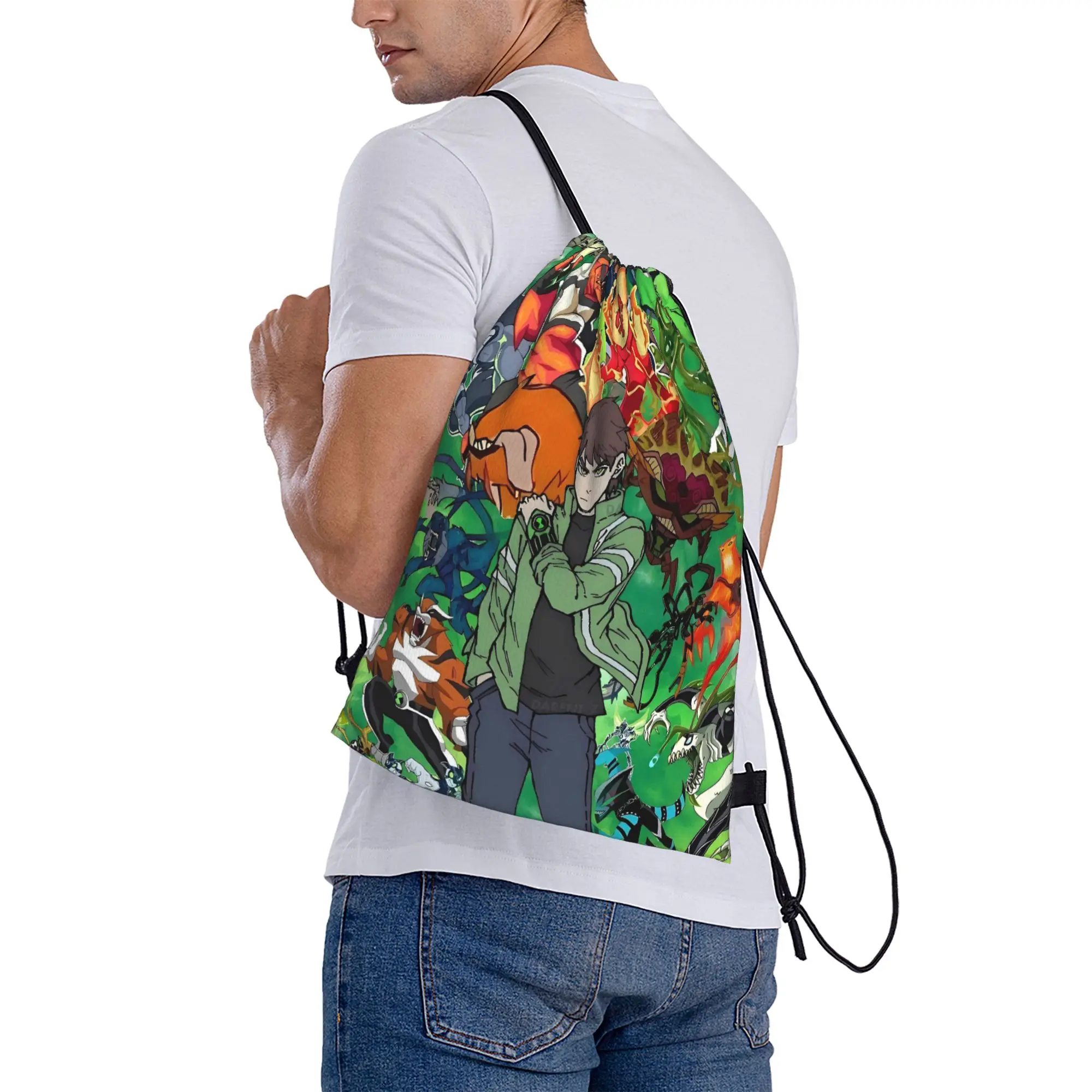 Ben 10 Alien Ben Tennyson Omnitrix Game (5) Backpack  Lightweight Couple Sports Yoga Design Sackpack String Bags