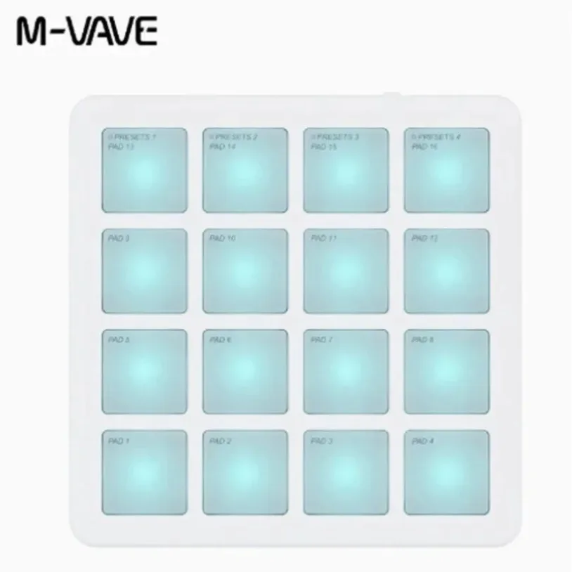 M-VAVE SMC-PAD MIDI Pad Backlit Velocity Sensitive Aftertouch Pads USB-C Accessories Pack for Amateur DJ Music Creator Daily Use