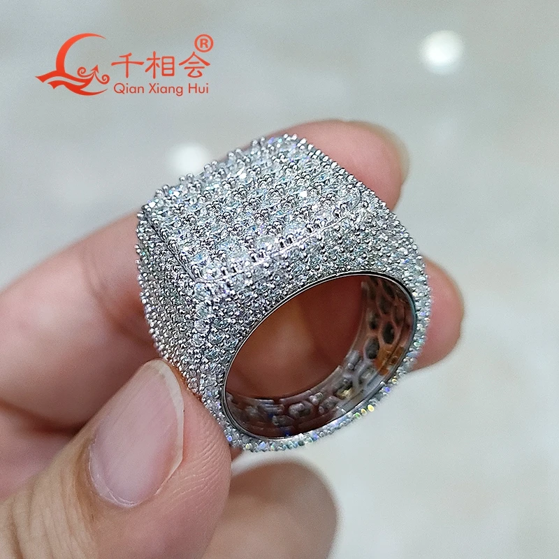 Imagem -03 - Moissanite Square Shape Ring para Homens e Mulheres Cor Prata Branco Full Melee Tamanho Grande Presente de Casamento Estilo Luxo S925 d 20 mm