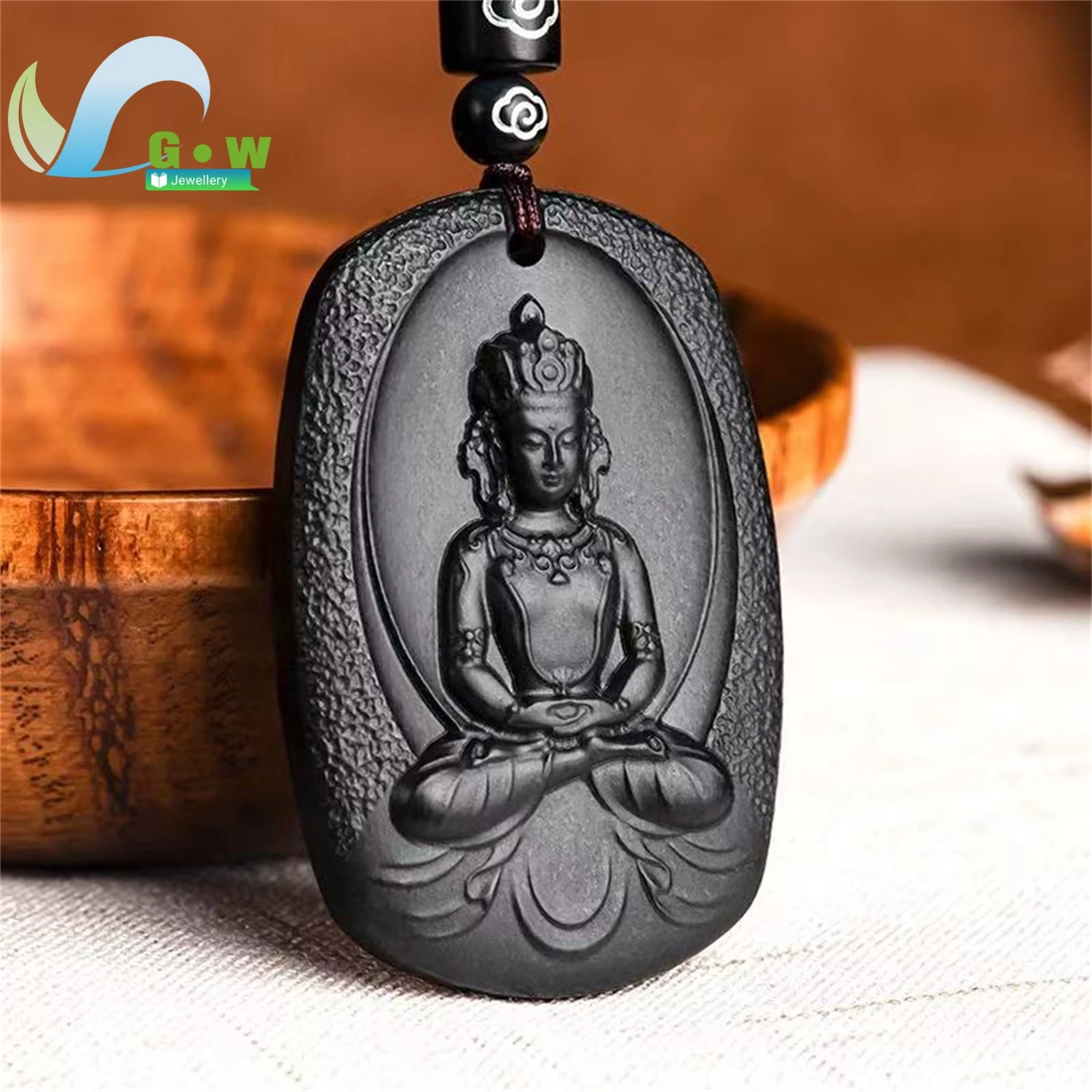 Natural Old Stock Black Hetian Jade Tara Pendant Carved Hanging Ornament Unisex Exquisite Retro Ethnic Style Jewelry Gift