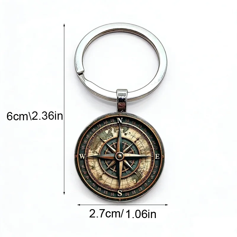 Fashion Navigation Compass 2D Pattern Alloy Keychain Teacher's Day Gift