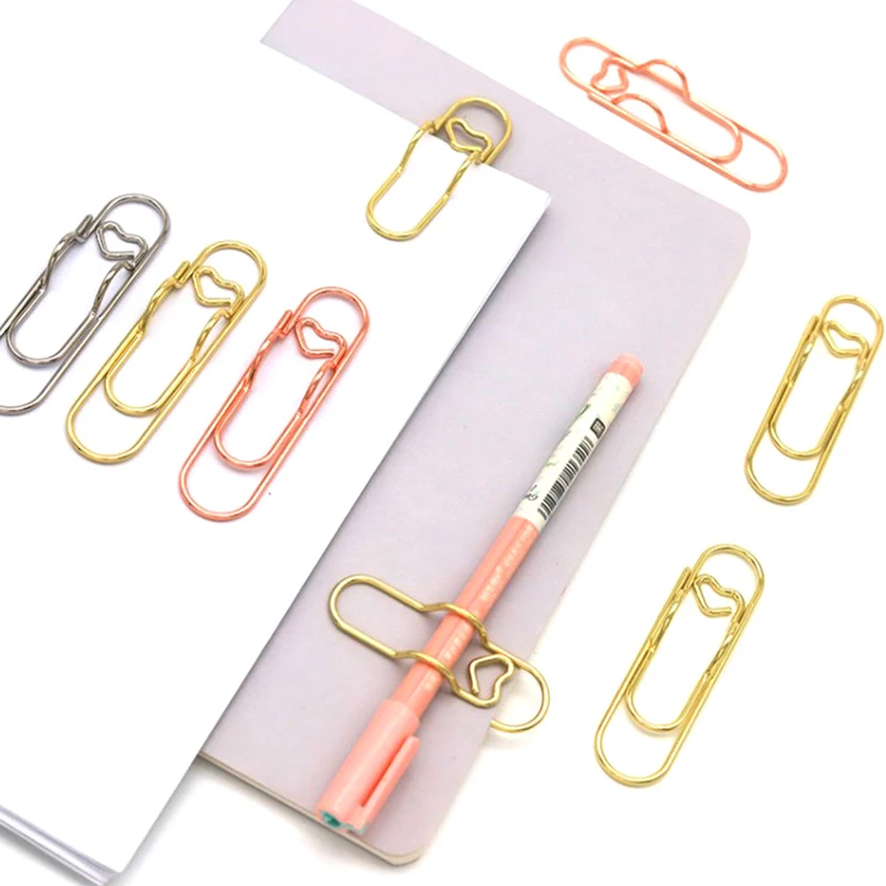 5 Pcs Paper Clips Metal Pen Holder Clip School Bookmarks Photo Memo Ticket Clip Stationery Office School Supplies