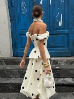Beach Polk Dot Women's Vest Skirts Suit Chic V-Neck Sleeveless Top Pleated Skirts 2026 Spring Summer Chic Lady 2 Pieces Set - Image 3