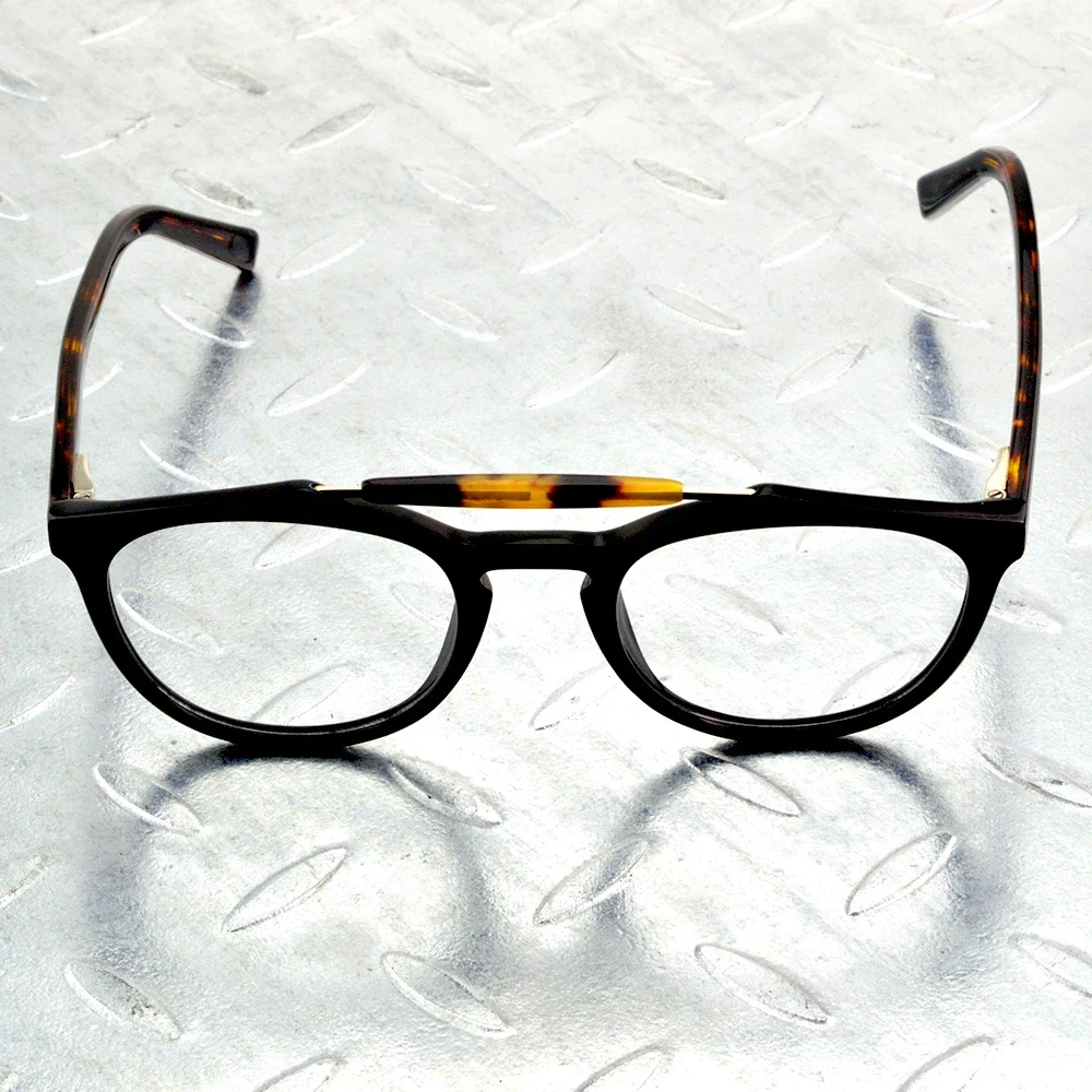 High-grade Acetate Double Bridge Leopard Round Retro Men Women Full-rim Optical Glasses Frame Eyeglasses Eyeframe Eyewear