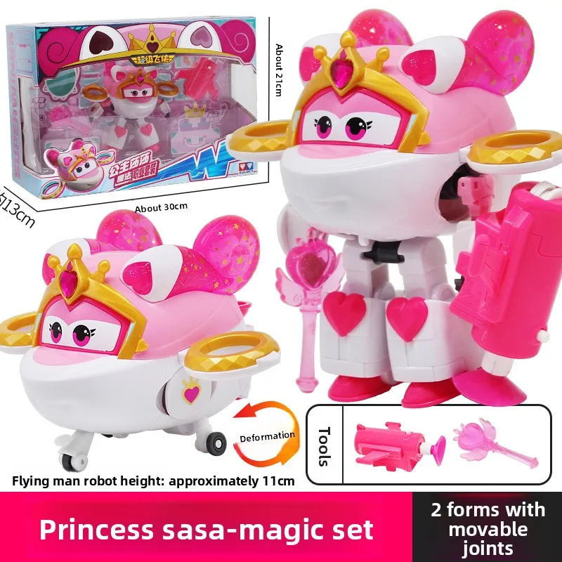 Auldey Super Wings Big Hangar Transformation Robot Princess Salsa مع مجموعة ألعاب مهنية سحرية للأولاد والبنات والأطفال هدية عيد الميلاد