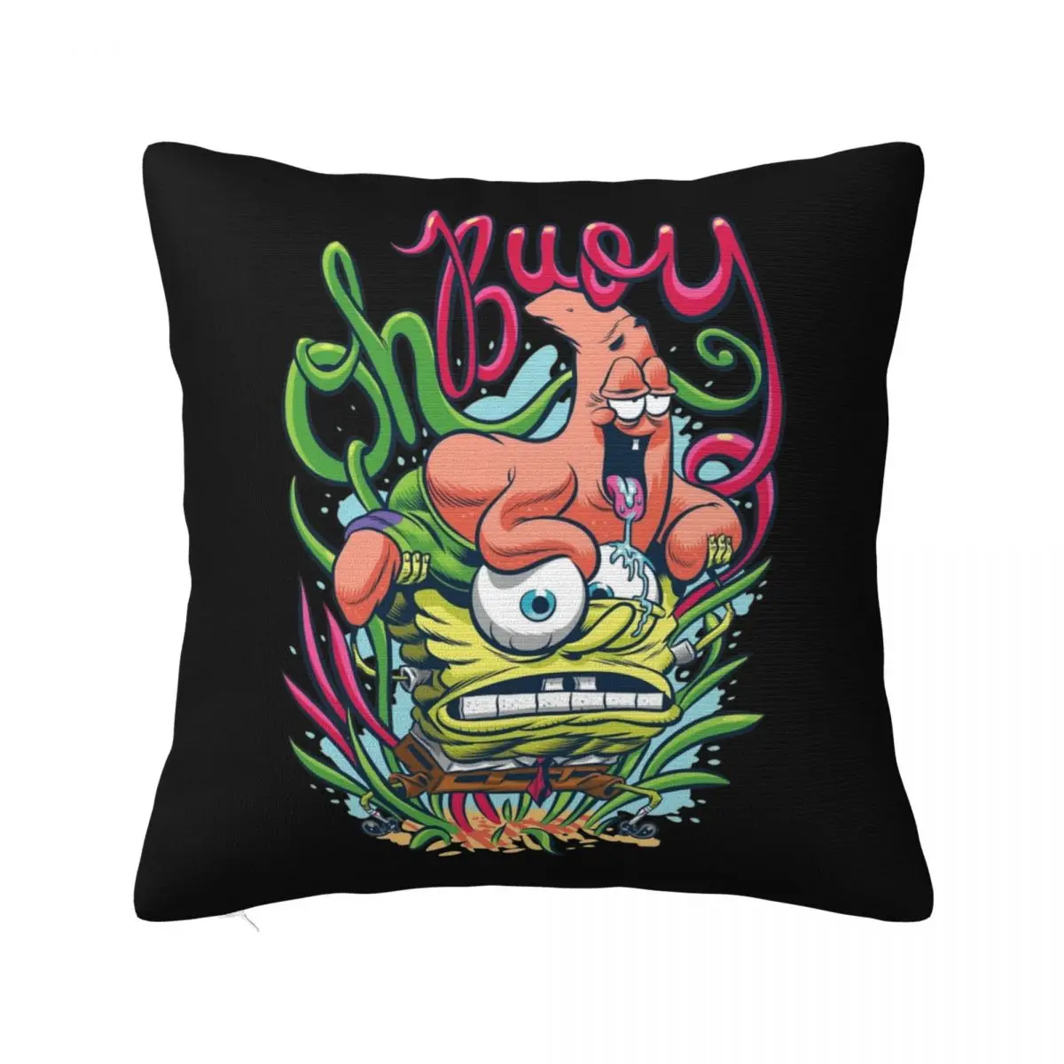 Funny SpongeBobing Cartoon Square Pillow Cases Cushion Covers Vintage Polyester Decorative Pillowcover for Home 18