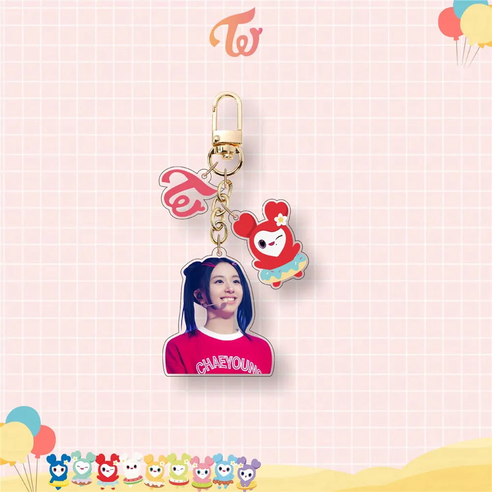 Kpop 1Pcs Tweemaal Sleutelhanger Mooie Tzuyu Sana Mina Jihyo Nayeon Momo Dahyun Jeongyeon Keyring Tas Accessoires