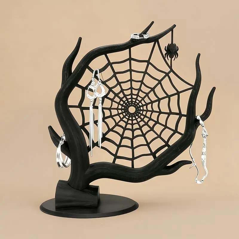 3D-gedruckte Spinnennetz-Dekoration, Halloween-Schmuckständer für Ohrringe, Ringe, Armbänder, Aufbewahrungs- und Präsentationsständer, Halloween-Party-Geschenk – Detail 6