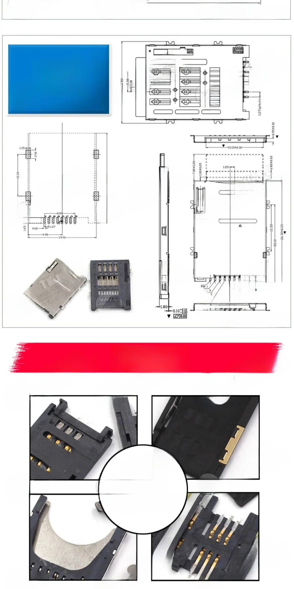 1-5 Stück SD/MINI/TF/SIM/NANO/MICRO Kartenhalter-Schacht mit Selbstauswurfmechanismus – Detail 9